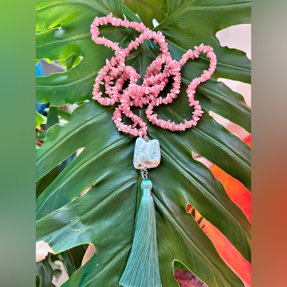 Rhodochrosite & Blue Aragonite necklace